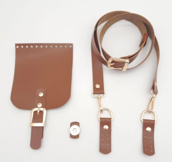 Çanta Aksesuar Taba Tek Kat Suni Deri 130x2 cm Ayarlı Saplı Çanta Seti Light Gold Metalli ürün görseli 1