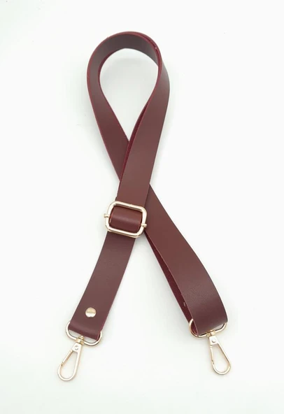 Çanta Aksesuar Suni Deri Ayarlı Çanta Sapı 120X2.4 Cm Bordo Light Gold Metal ürün görseli 1