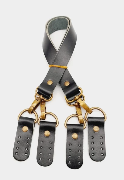 Çanta Aksesuar Siyah Gerçek Deri 55 Cm Çift Sap Misu Model Antik Metal ürün görseli 1
