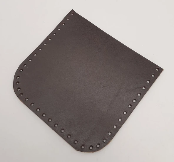 Çanta Aksesuar Kahverengi Gerçek Deri 12x12 cm Oval Kenar Cep ürün görseli 1
