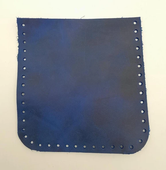 Çanta Aksesuar Crazy Oil Saks Mavi Gerçek Deri 12x12 cm Cep ürün görseli 1