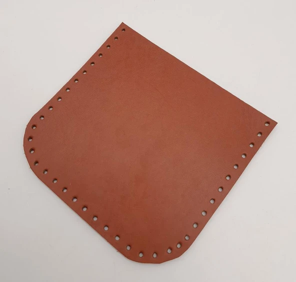Çanta Aksesuar Taba Gerçek Deri 12x12 cm Oval Kenar Cep ürün görseli 1