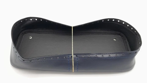 Çanta Aksesuar Lacivert Suni Deri 28x13 cm Yüksek Çanta Tabanı Gümüş Metalli ürün görseli 1