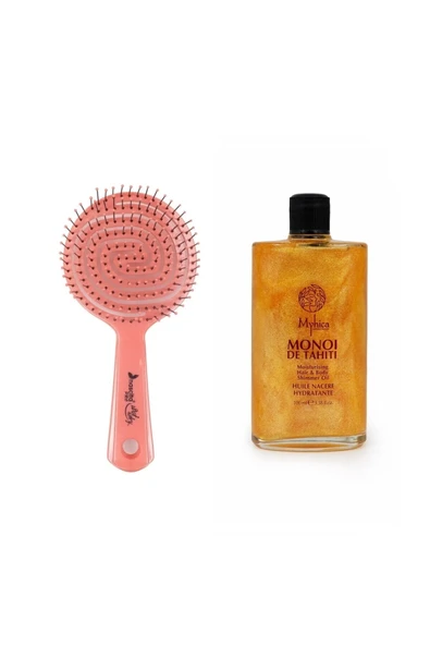 Pembe Pro Üç Boyutlu Oval Saç Fırçası 02 + Işıltılı Saç & Vücut Nemlendirici Yağ - 100 ml ürün görseli 1