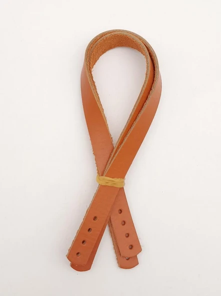 Çanta Aksesuar Gerçek Deri 35x1.2 cm Turuncu Taba Renk Çift Çanta Sapı ürün görseli 1