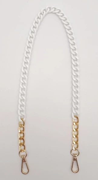 Çanta Aksesuar Renkli Metal 60 cm Kancalı Zincir Buz Beyazı ürün görseli 1