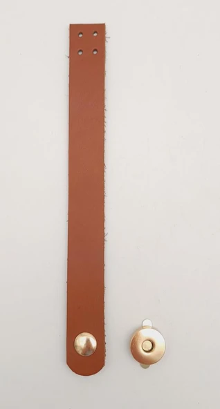 Çanta Aksesuar 18x2 cm Taba Gerçek Deri Düz Çanta Kapağı Light Gold Metalli ürün görseli 1