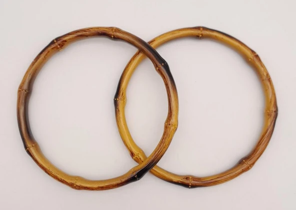 Çanta Aksesuar Bambu Görünümlü 13 cm Çapında Plastik Çift Sap ürün görseli 1