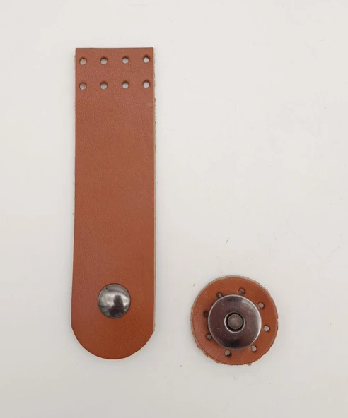 Çanta Aksesuar 11x3 cm Taba Gerçek Deri Düz Çanta Kapağı Füme Metalli ürün görseli 1