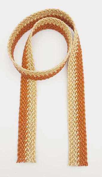 Çanta Aksesuar 3.5 cm Gold Taba Renk Deri Hasır Örgü Kolon 1 Metre ürün görseli 1