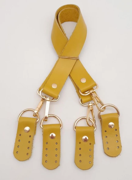 Çanta Aksesuar Gerçek Deri 55 Cm Misu Model Çift Sap Limon Küfü Renk Light Gold Metal ürün görseli 1