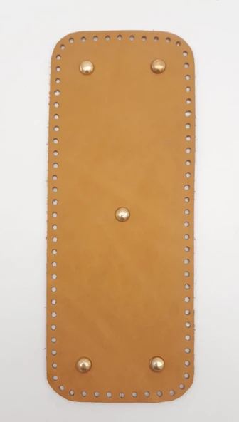 Çanta Aksesuar Gerçek Deri Açık Taba 30x12 cm Dikdörtgen Light Gold Metalli Çanta Tabanı ürün görseli 1