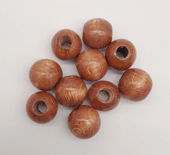 Çanta Aksesuar 24 mm Ahşap Yuvarlak Boncuk Taba Renk 10 Adet ürün görseli 1