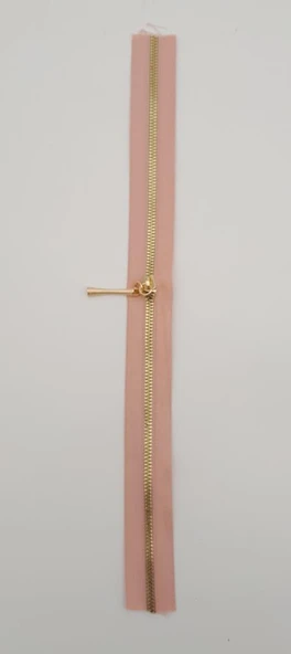 Çanta Aksesuar Başlıklı Fermuar 40 Cm Light Gold Metal Pudra Renk - Resim 2