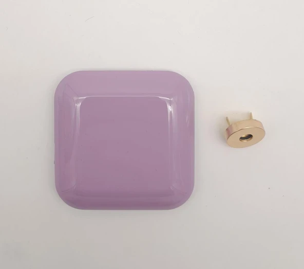 Çanta Aksesuar 7 cm Kare Akrilikli Lila Renk Light Gold Mıknatıslı Kilit ürün görseli 1