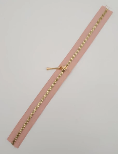 Çanta Aksesuar Başlıklı Fermuar 40 Cm Light Gold Metal Pudra Renk ürün görseli 1