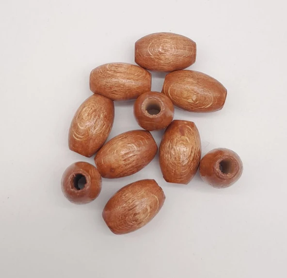 Çanta Aksesuar 17 mm Ahşap Oval Boncuk Taba Renk 10 Adet ürün görseli 1
