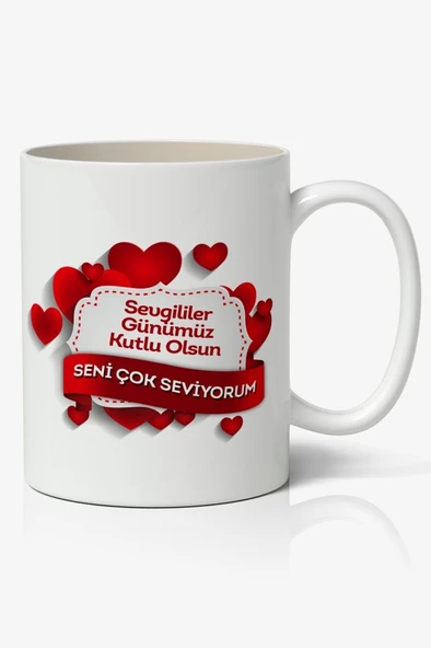 Sevgililer Günümüz Kutlu Olsun Baskılı Kupa Bardak Mod3 ürün görseli 1