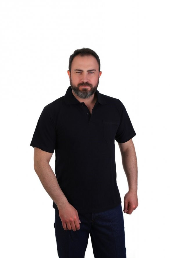 ESER - Polo Yaka Kısa Kol Penye İş Tişörtü - Cepli - Lacivert ürün görseli 1