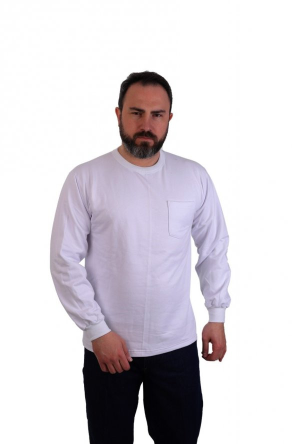 ESER - Bisiklet Yaka Sweatshirt - Cepli - Beyaz ürün görseli 1