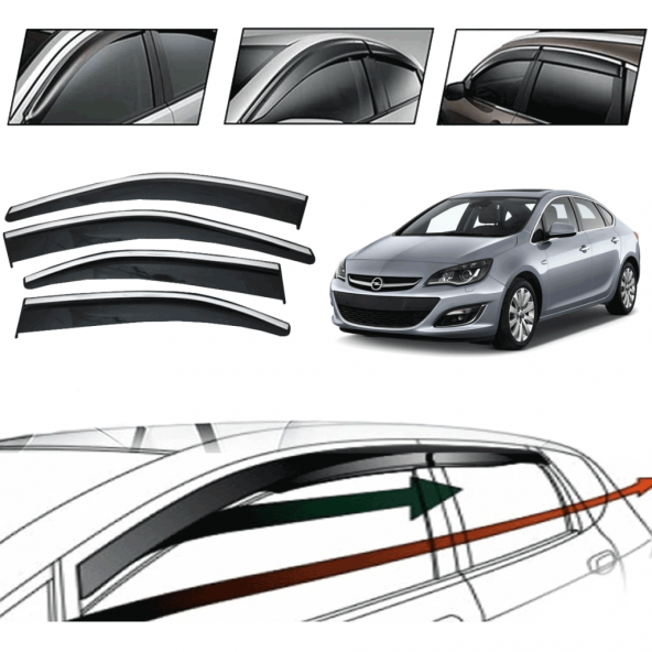 Opel Astra J Sedan 2010 Kromlu Cam Rüzgarlığı 4 Lü ürün görseli 1