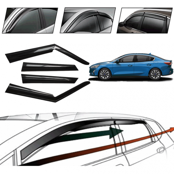 Ford Focus Sedan 2014 Cam Rüzgarlığı 4 Lü ürün görseli 1
