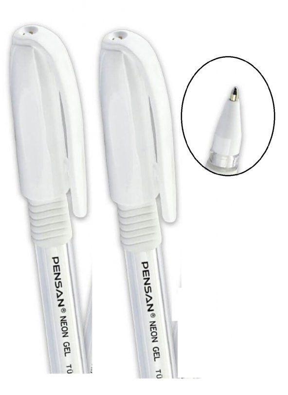 Beyaz Neon Tükenmez Kalem Jel 1.0 Mm (2 Adet) ürün görseli 1