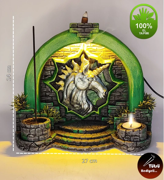 Antik Kapı Unicorn GeriAkış ve Çubuk Tütsülük (Işıklı) - Resim 5