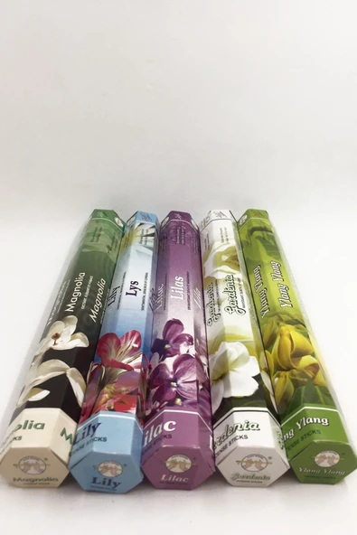 FLUTE Tütsü 5 Çeşit Manolya, Zambak, Leylak, Gardenya, Ylang Ylang 100 Adet Tütsü Çubuğu. ürün görseli 1