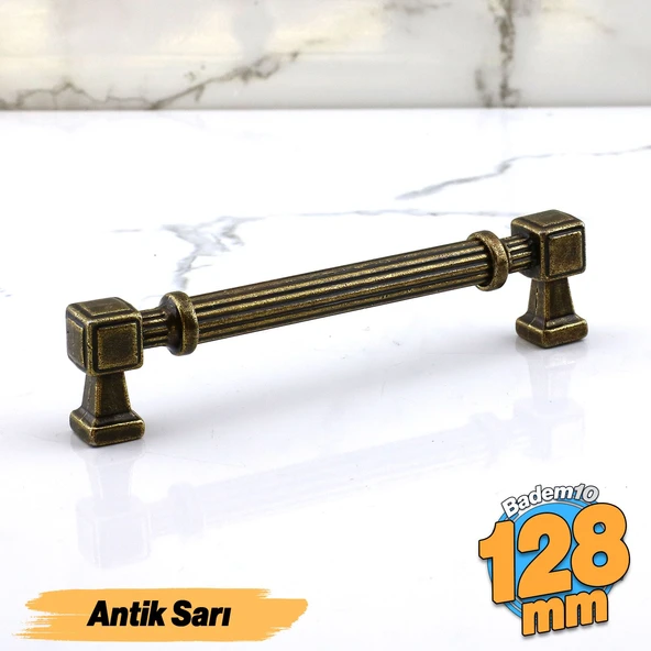 Talas 128 mm Çizgili Metal Antik Sarı Kulp Mobilya Çekmece Mutfak Dolabı Dolap Kulpları Kulb 12.8 cm ürün görseli 1