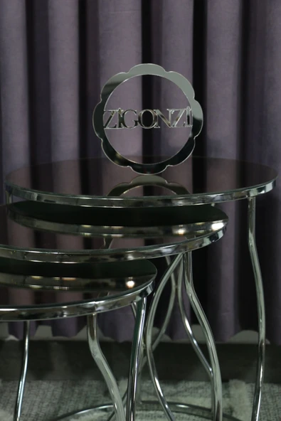 Zigonzi Rüya Model Zigon Sehpa Krom Ayak  Bronz Ayna  Cam - Resim 2