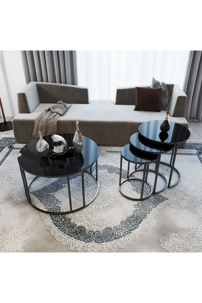 Zigonzi Evmo Siyah Zigon Sehpa Takımı ürün görseli 1