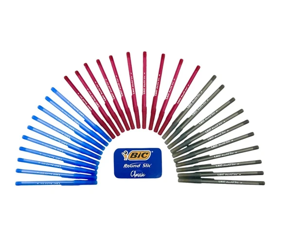 Bic Round Stic Tükenmez Kalem Karışık 3 Renk 30 Adet ürün görseli 1