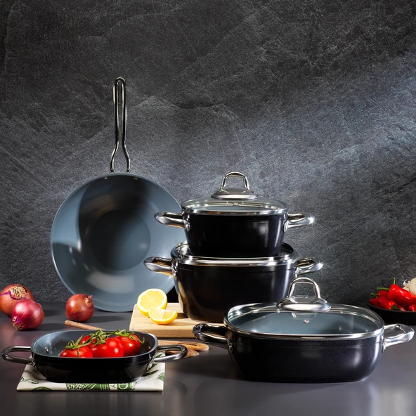 Schafer Gastronomie Master Seramik Derin Tencere 24 Cm-Siyah/Gri ürün görseli 1