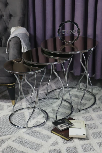Zigonzi Rüya Model Zigon Sehpa Krom Ayak  Bronz Ayna  Cam - Resim 3