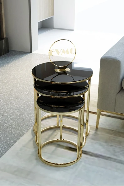 Zigonzi Gold Metal Siyah Cam, Zigon Sehpa ürün görseli 1