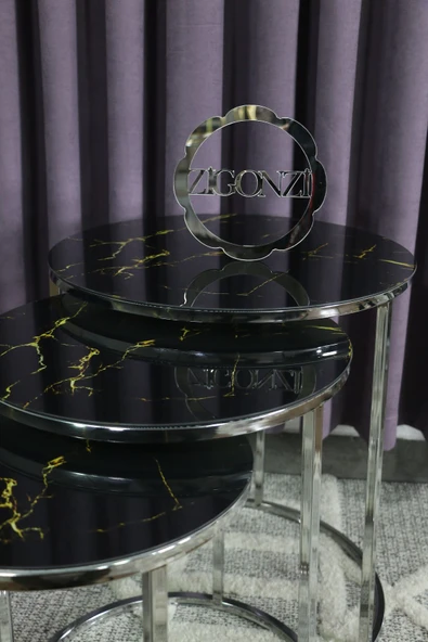 Zigonzi Siyah Şimşek Model Mermer Desen C Zigon - Resim 2