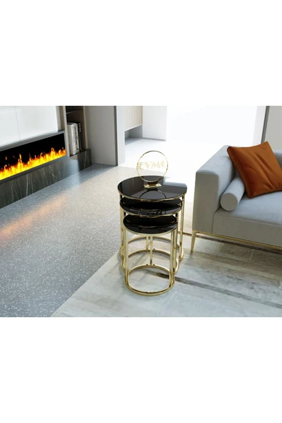 Zigonzi Gold 3lü Zigon Sehpa - Resim 2