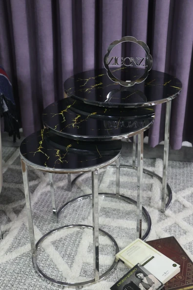 Zigonzi Siyah Şimşek Model Mermer Desen C Zigon - Resim 3