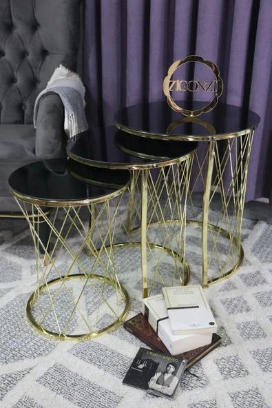 Zigonzi Siyah Camlı Hasır C Zigon Gold Metal ürün görseli 1