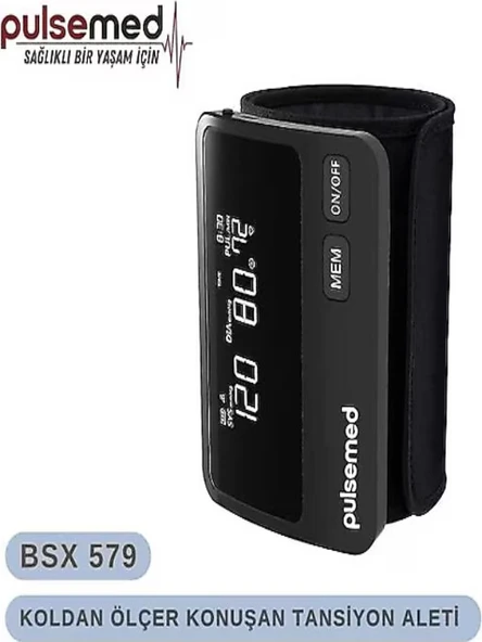 PULSEMED BSX 579 TANSİYON ALETİ KOLDAN ÖLÇER KONUŞAN KABLOSUZ DOĞRUDAN MANŞET ÜZERİNE ENTEGRE ürün görseli 1