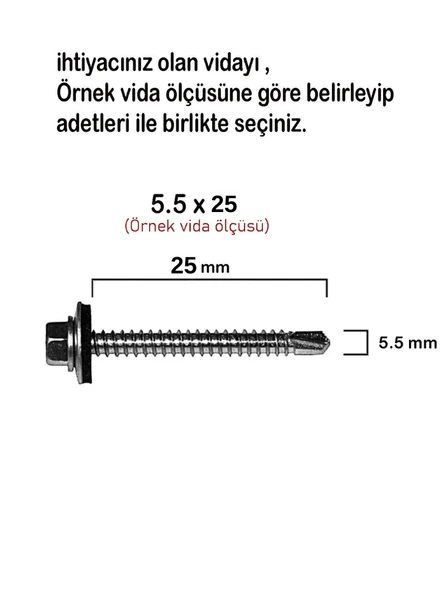 400 ADET TRAPEZ ÇATI VİDASI - Resim 2