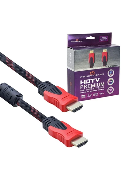 Powermaster Hdmı Kablo 5 Metre 1.4 V Örgülü Kutulu ürün görseli 1