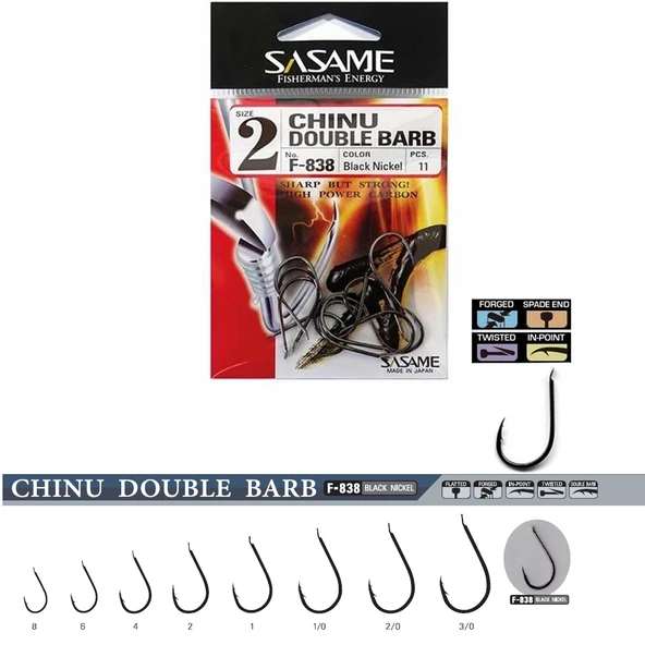 Sasame Chinu Double Barb F-838 Black Nickel İğne İğne No : 6 ürün görseli 1