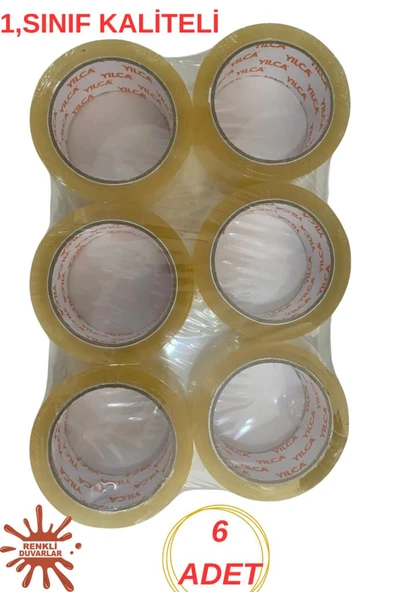 Renkli Duvarlar 6 Adet Koli Bantı 45mm x 100 Metre Kaliteli Güçlü Yapışkanlı Koli Bantı Paketleme Kırtasiye Bantı ürün görseli 1