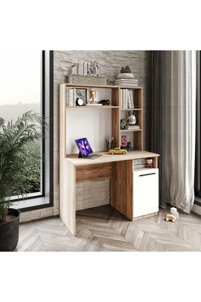 Afilli Ildır Çalışma Masası Flora Beyaz Tamamı Mdf ürün görseli 1