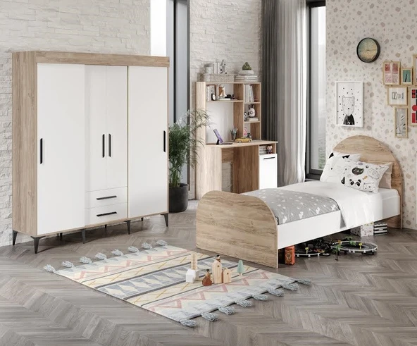 Afilli Ildır Cocuk Odası Takımı Tamamı Mdf Flora Ve Beyaz ürün görseli 1