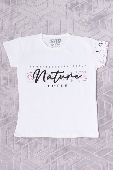 KIZ ÇOCUK TSHİRT NATURE BASKILI BİSİKLET YAKA E12 ürün görseli 1