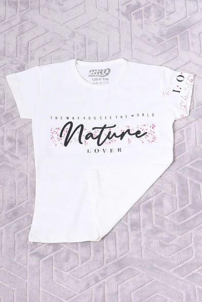 KIZ ÇOCUK TSHİRT NATURE BASKILI BİSİKLET YAKA E12 - Resim 2