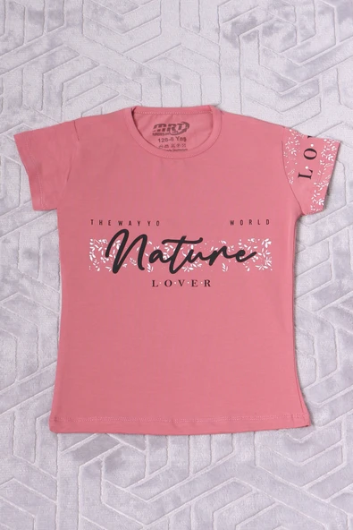 KIZ ÇOCUK TSHİRT NATURE BASKILI BİSİKLET YAKA E12 - Resim 10